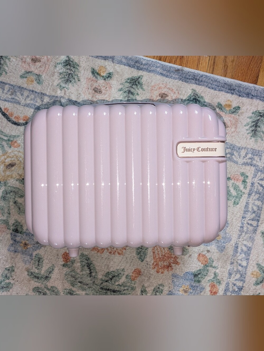 LIKE NEW Juicy Couture Pink Ribbed Small Travel Luggage Case Cosmetic